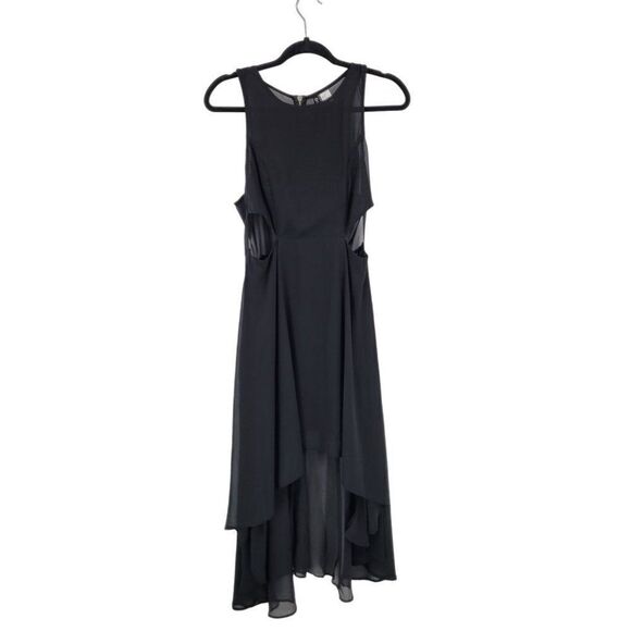 Divided H&M Gothic High Low Midi Maxi Dress 10 Black Sheer Side Cutout Punk - Picture 13 of 13